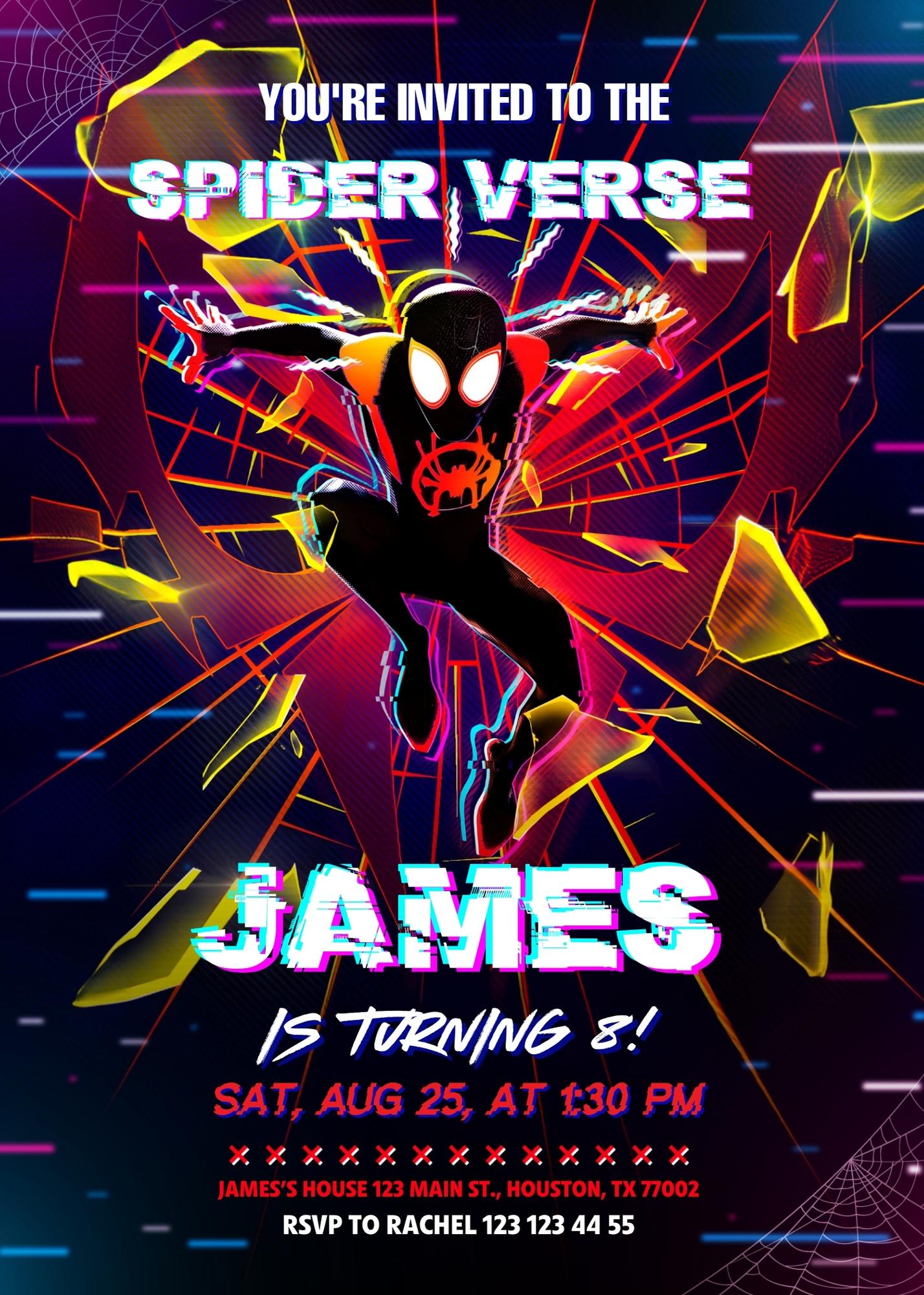 Spider Man Across the Spider-Verse customizable invitation template | Share or Print | boy | VU967