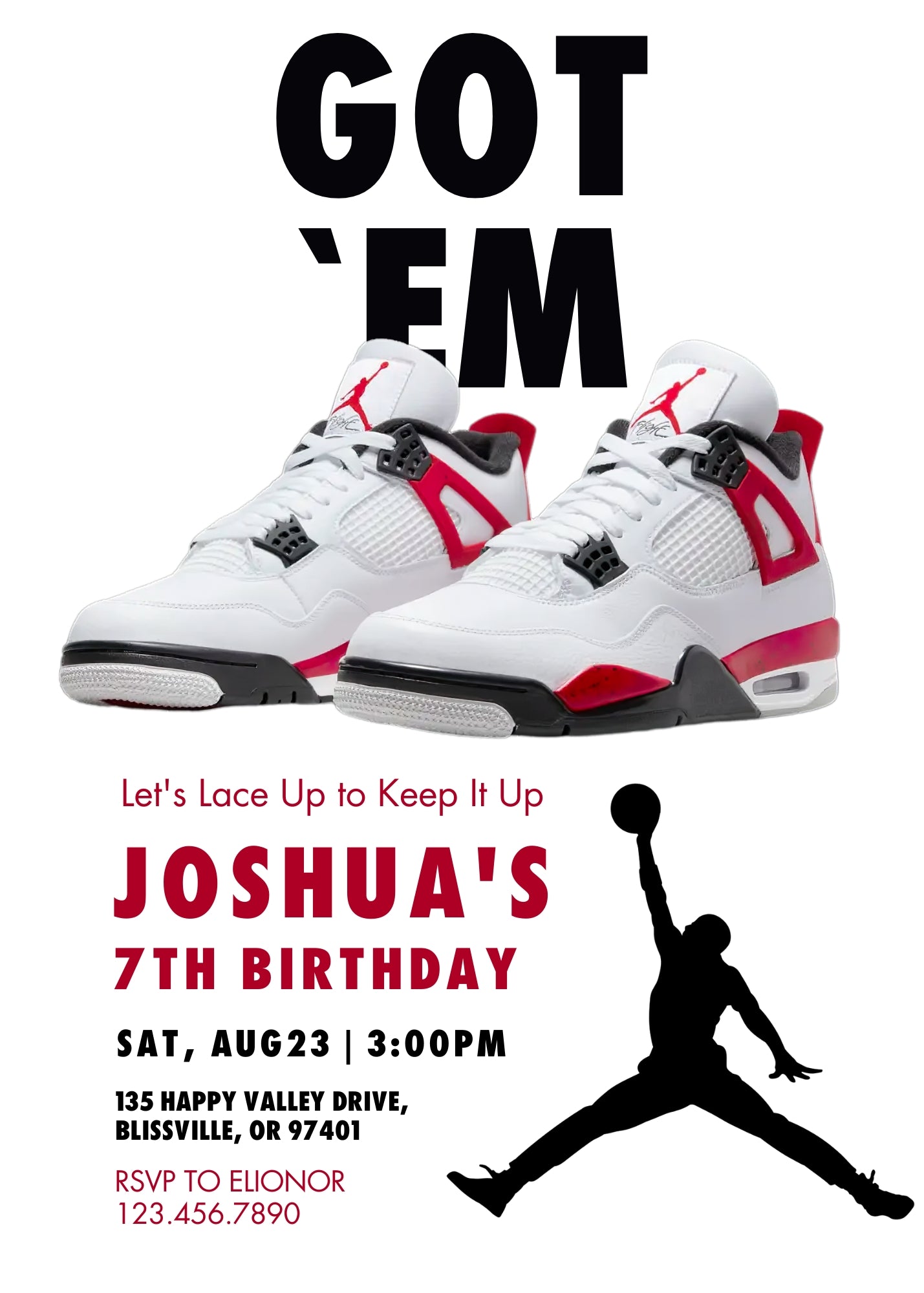 Sneaker Ball Air Jordan Nike customizable invitation template | Share or Print | JV106