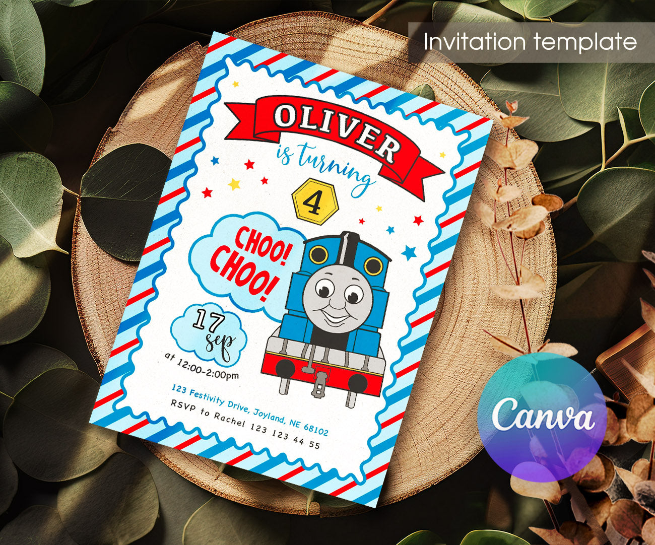 Thomas Train & Friends customizable invitation template | Share or Print | LU494