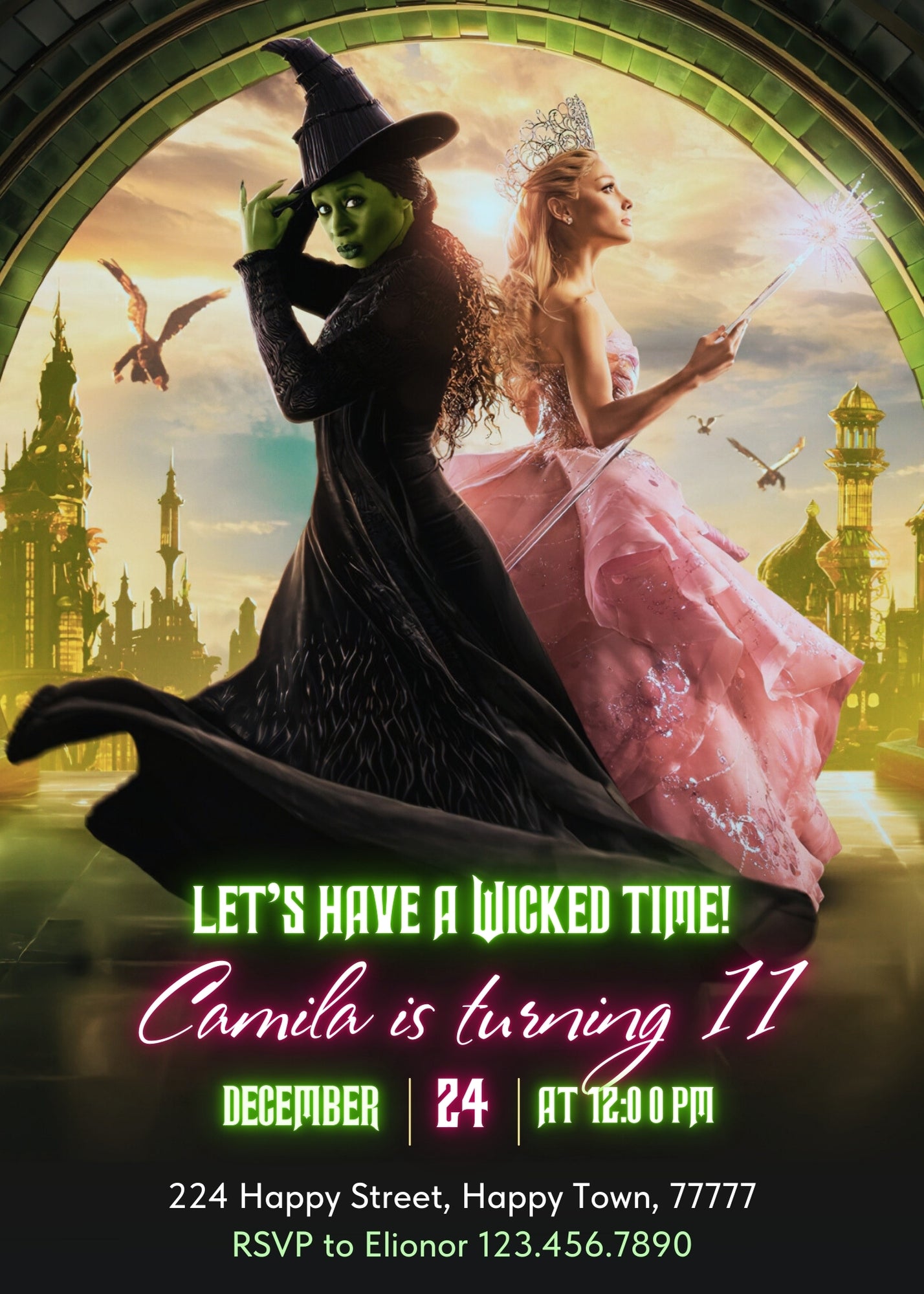 Wicked Musical Movie customizable invitation template | Share or Print | ZK822