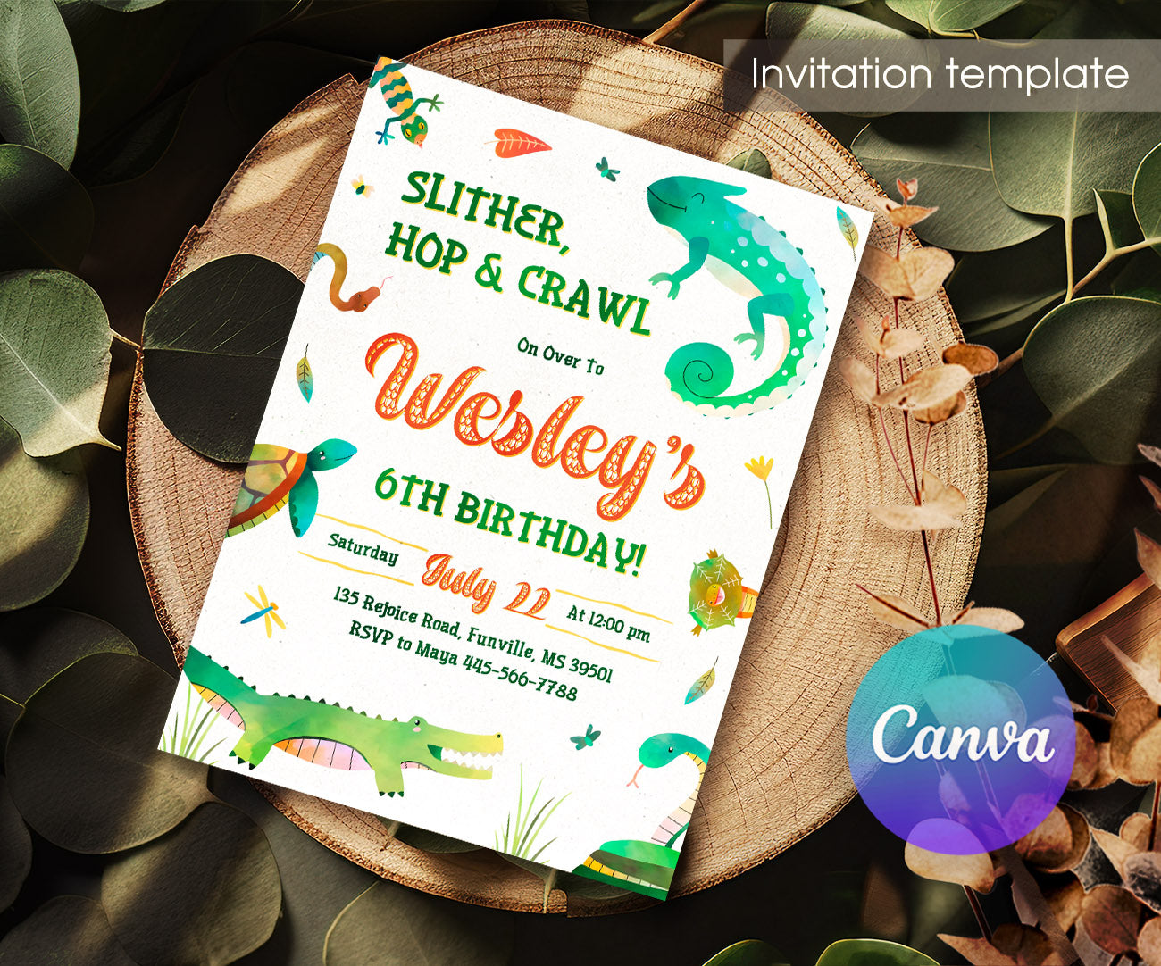 Reptile Lizard Snake customizable invitation template | Share or Print | ZM558