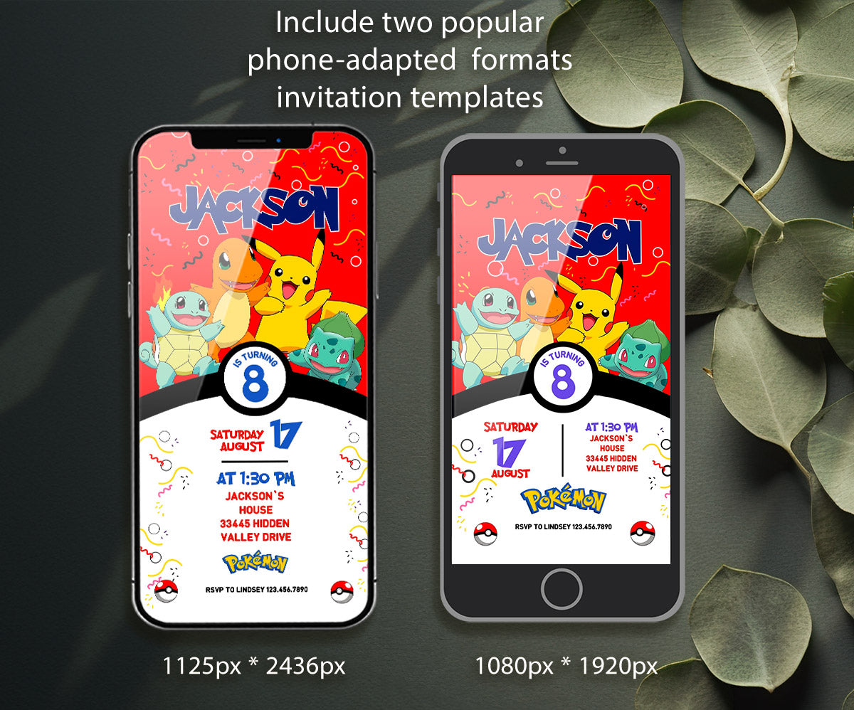 Pokemon Pikachu customizable invitation template | Share or Print | CD763