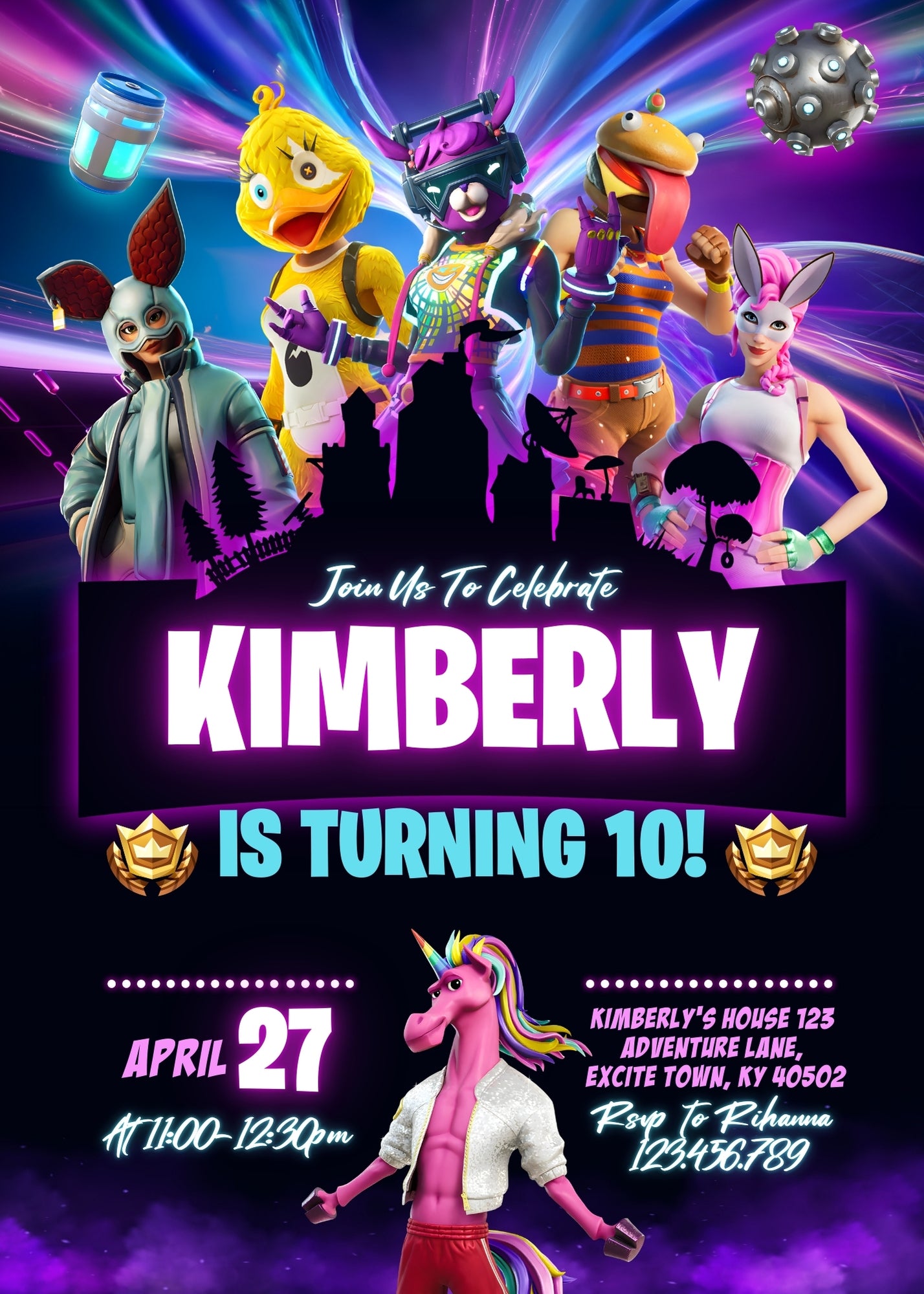 Fortnite Gamer customizable invitation template | Share or Print | boy | HG849