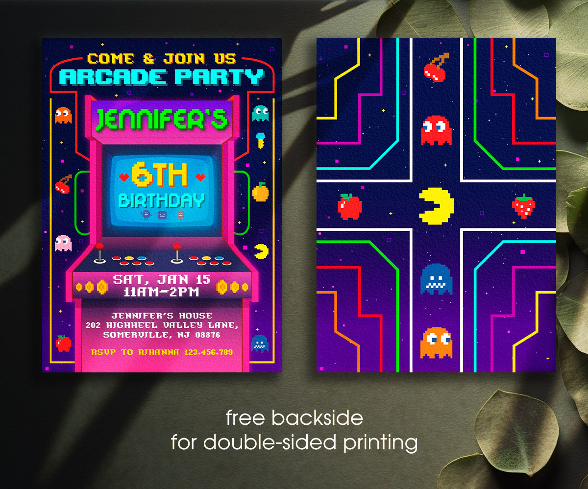 Arcade Gamer customizable invitation template | Share or Print | DW203
