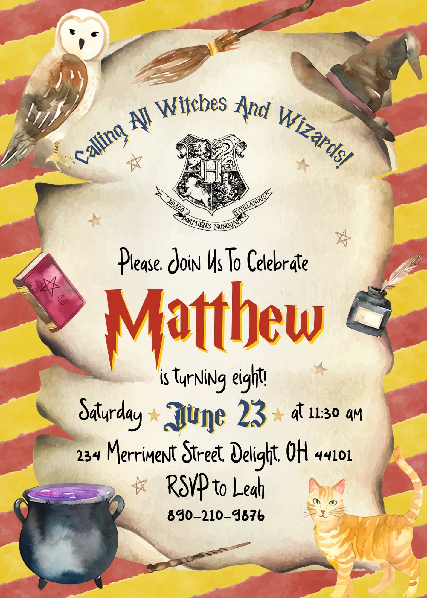 Harry Potter customizable invitation template | Share or Print | AA868