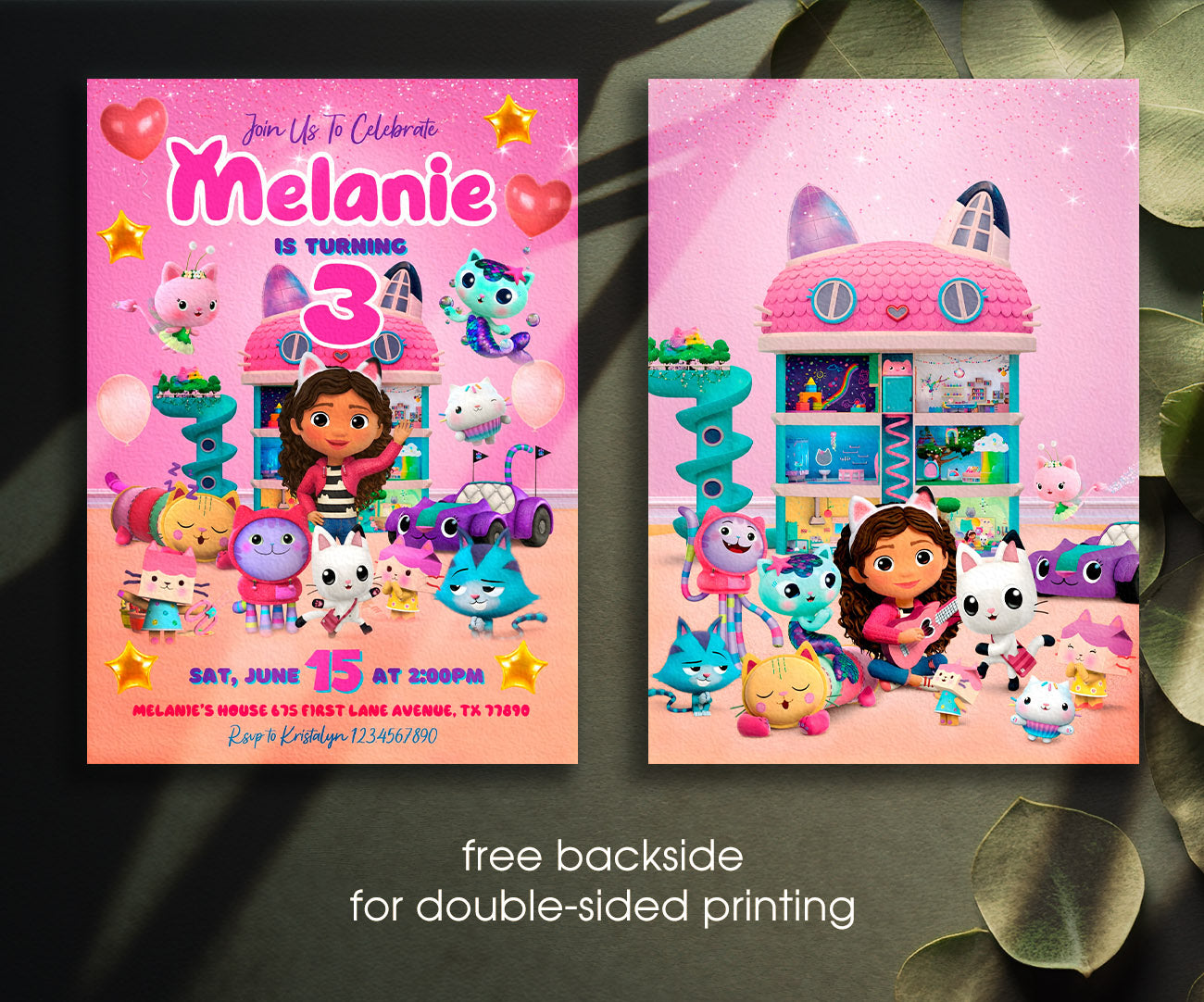 Gabby's Dollhouse Kitten customizable invitation template | Share or Print | girl | AY265