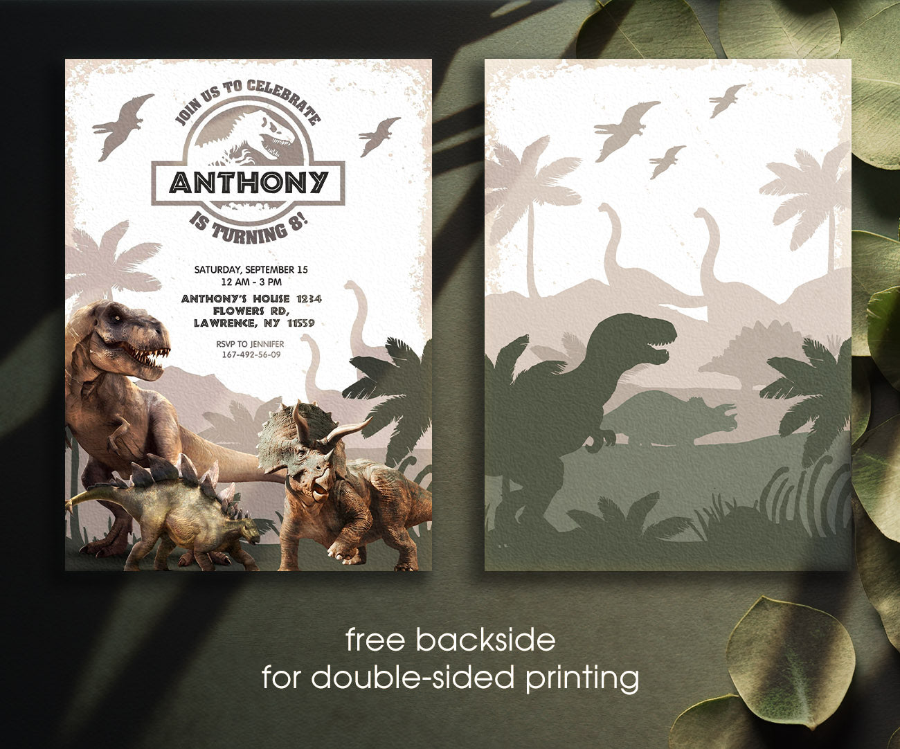 Jurassic World Dinosaur customizable invitation template | Share or Print | BN885