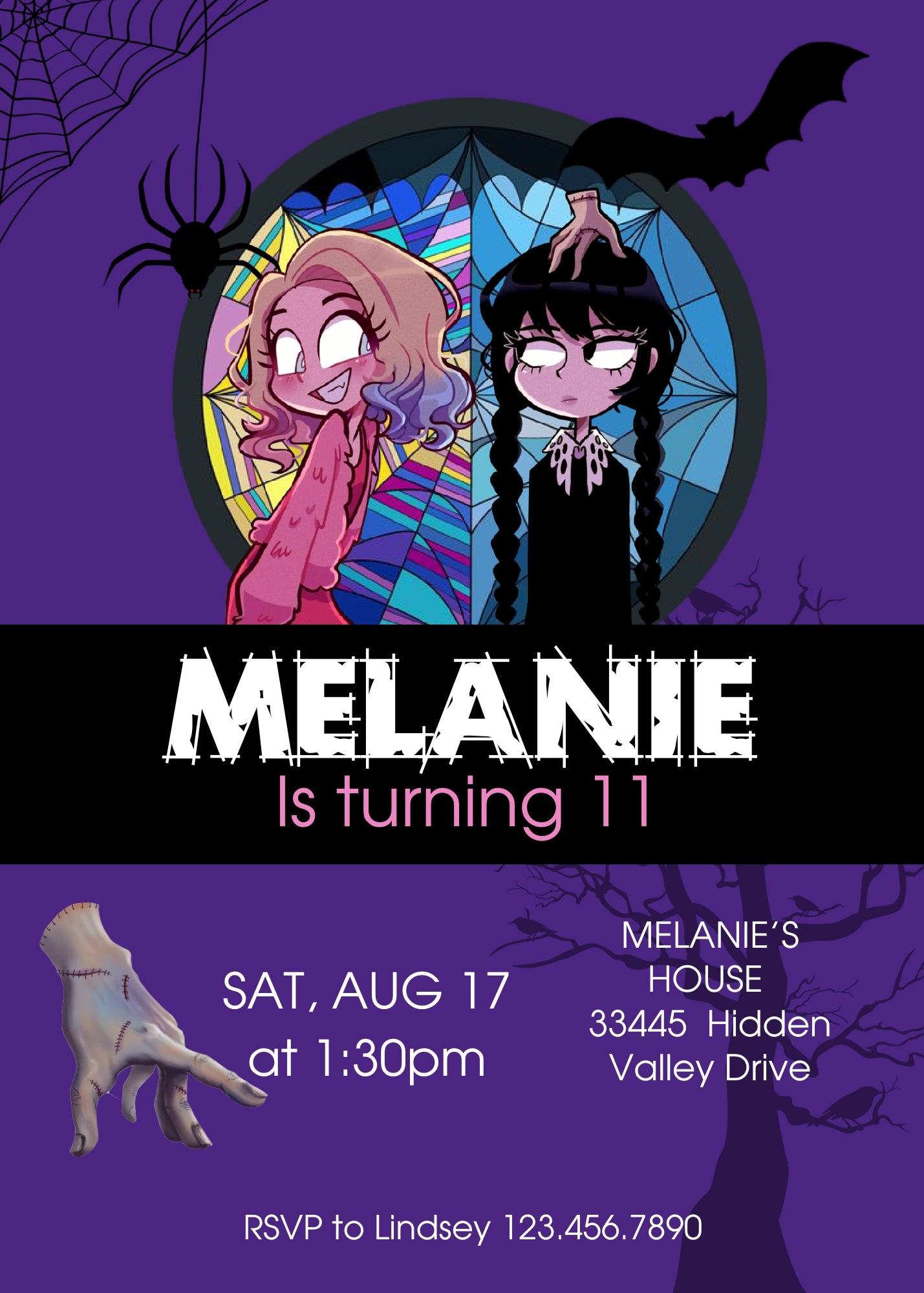 Wednesday Addams customizable invitation template | Share or Print | girl | MT249