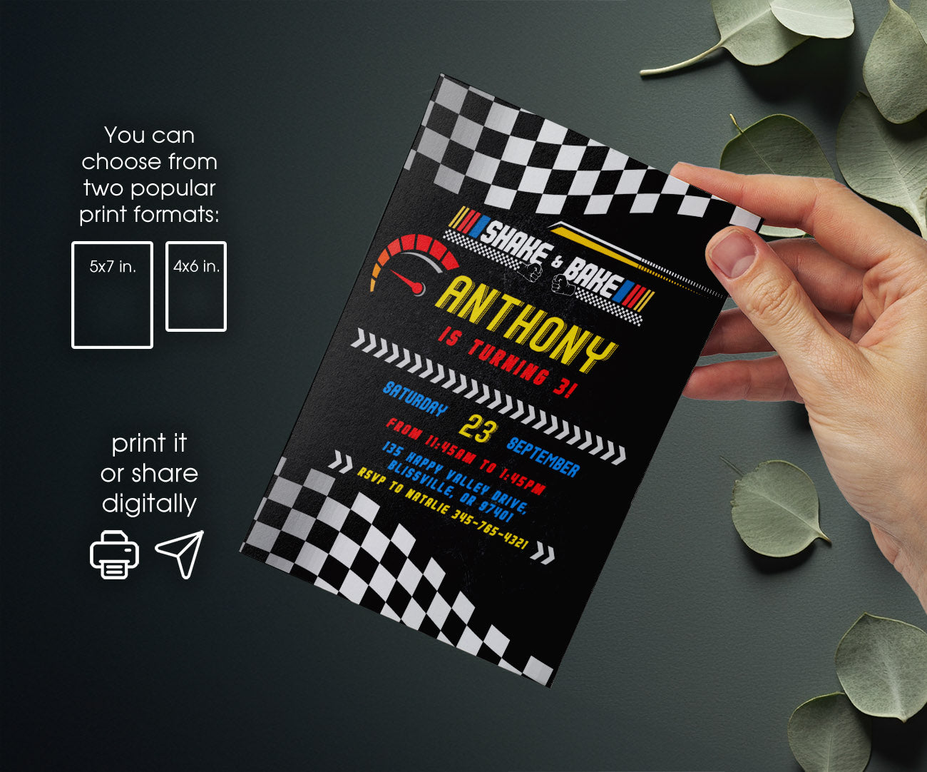 Nascar Racing Ricky Bobby customizable invitation template | Share or Print | boy | VA937