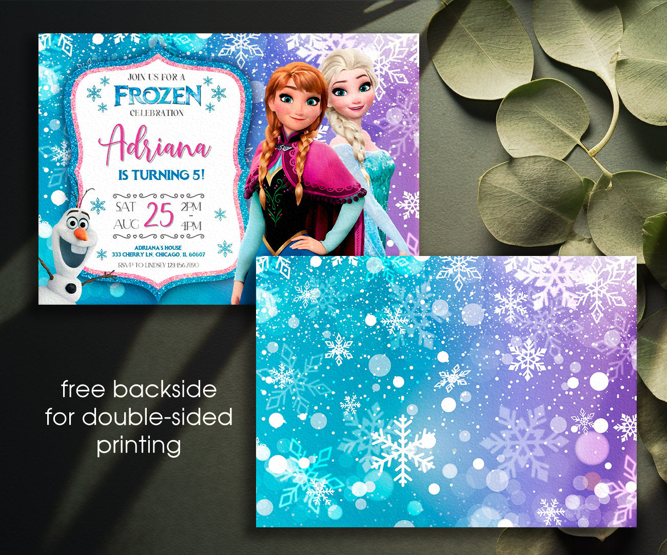 Frozen Elsa customizable invitation template | Share or Print | girl | HD740