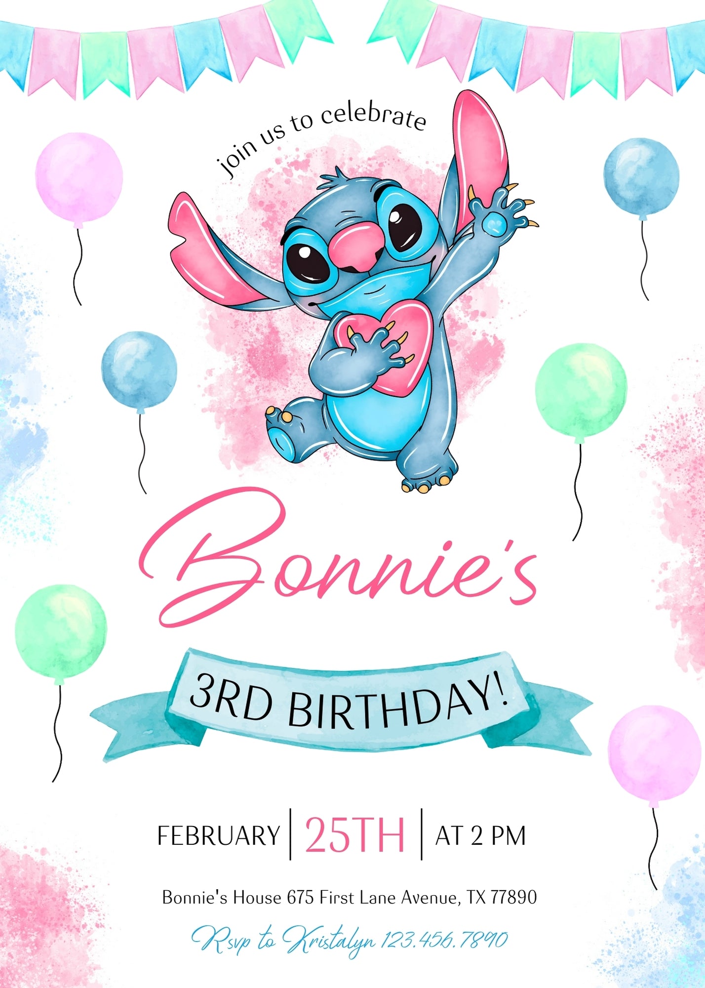 Lilo & Stitch Aloha customizable invitation template | Share or Print | PS810