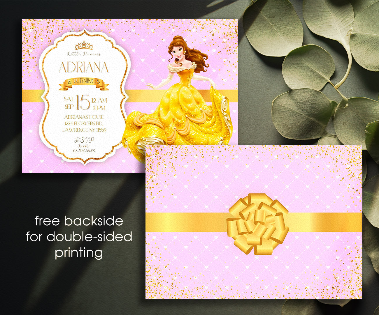 Belle Beauty And The Beast customizable invitation template | Share or Print | girl | DD188