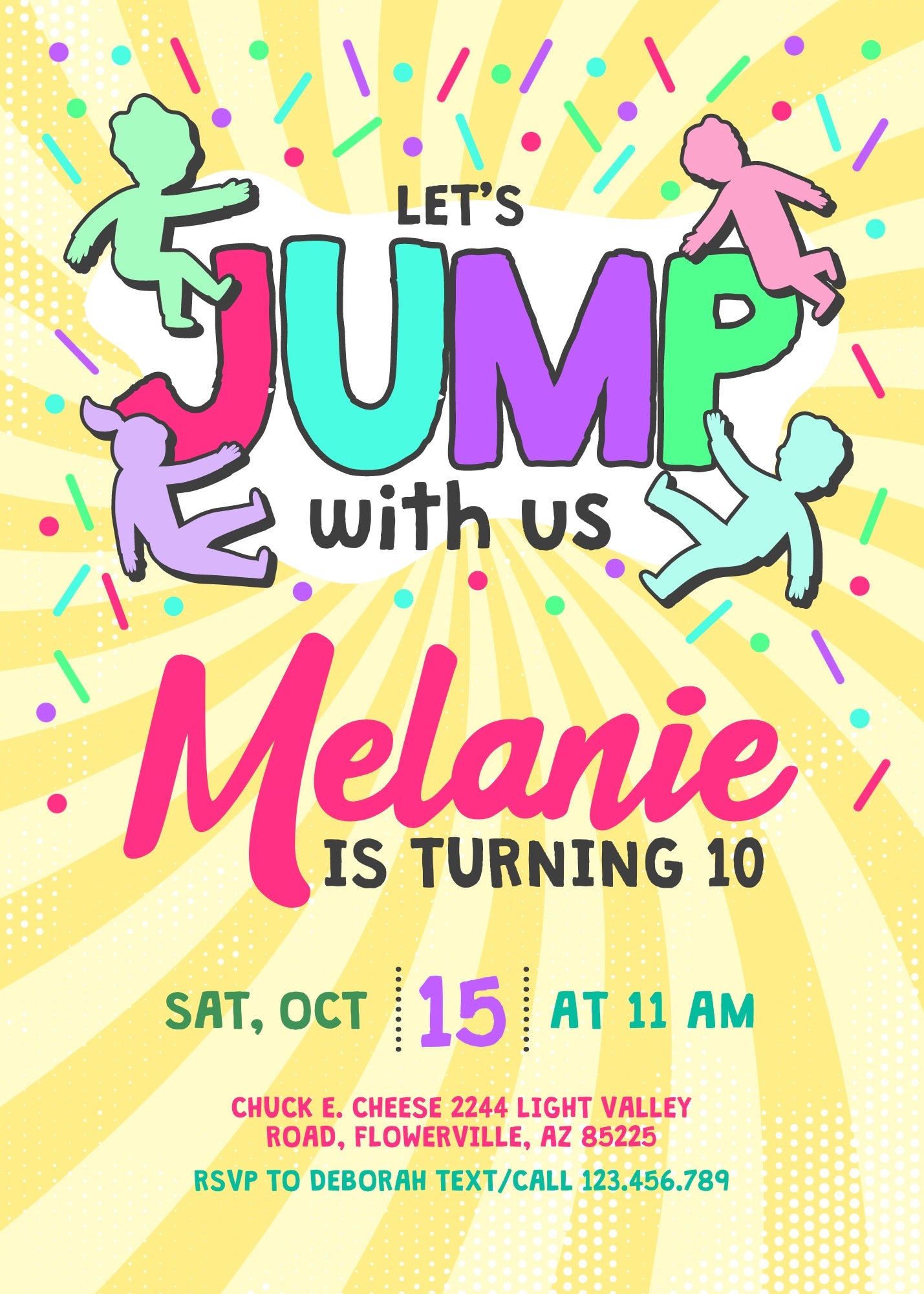 Trampoline Jump Party customizable invitation template | Share or Print | AK165