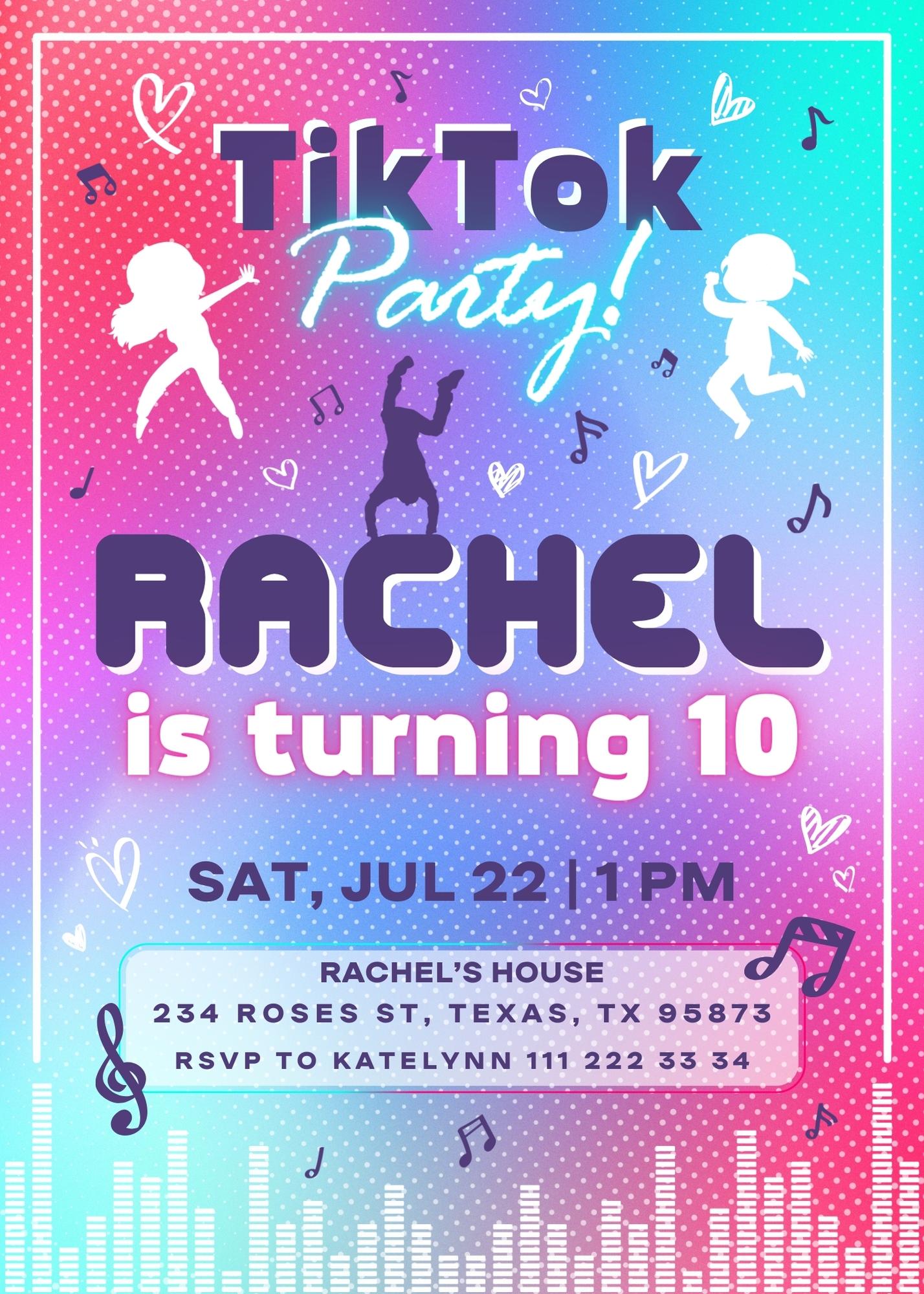 Tik Tok Party customizable invitation template | Share or Print | SY475