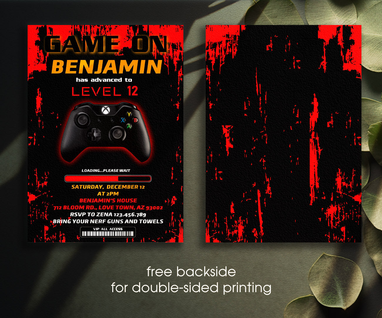 Gamer Party customizable invitation template | Share or Print | boy | IX820