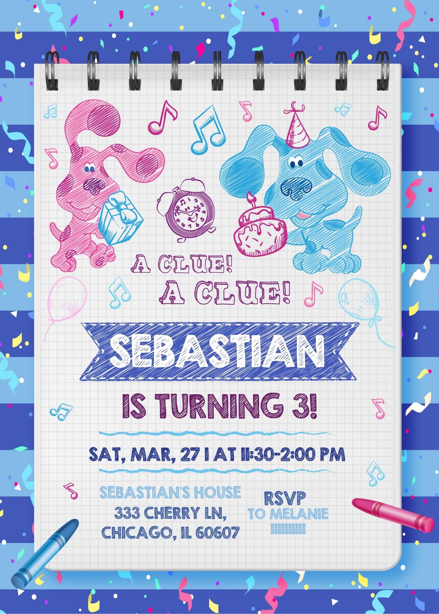 Blue's Clues Puppy customizable invitation template | Share or Print | ZD655