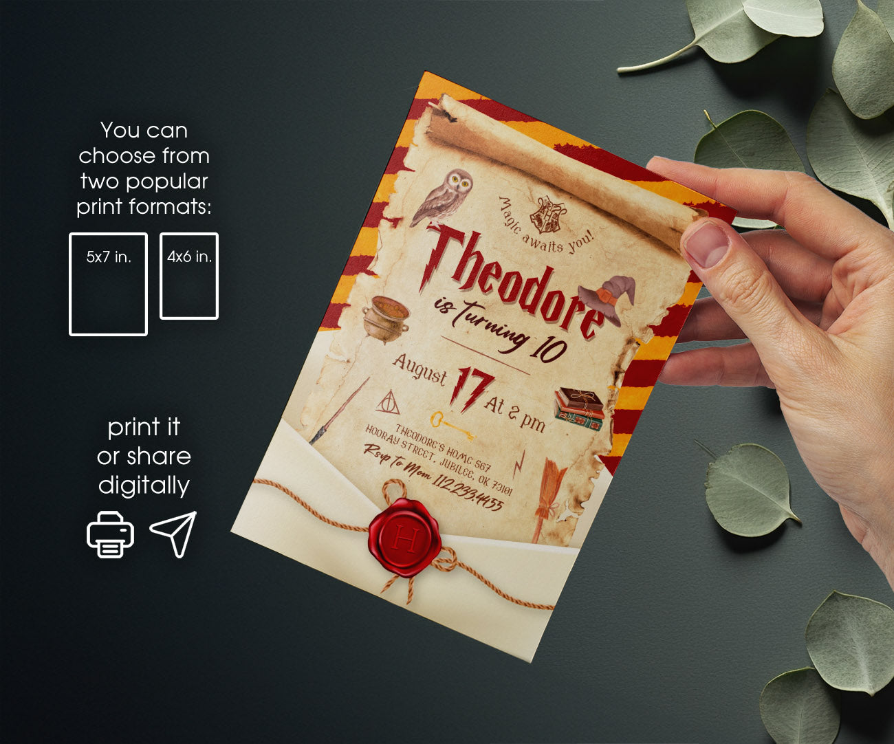 Harry Potter customizable invitation template | Share or Print | DT196