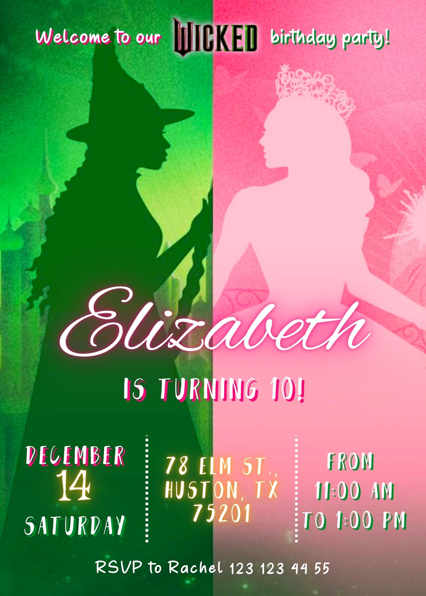 Wicked Musical Movie customizable invitation template | Share or Print | KH326