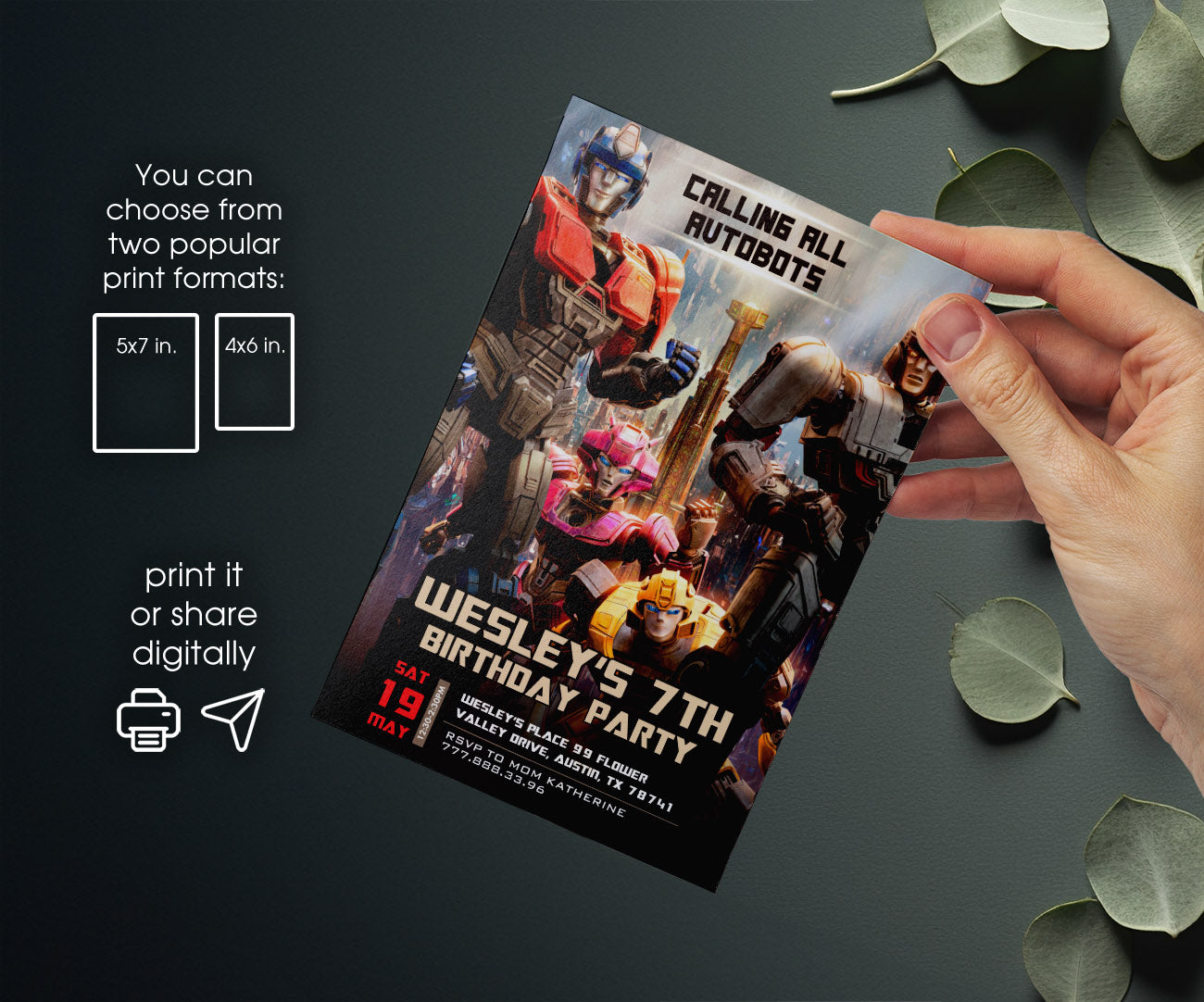 Transformers One Rescue Bots customizable invitation template | Share or Print | boy | XW256