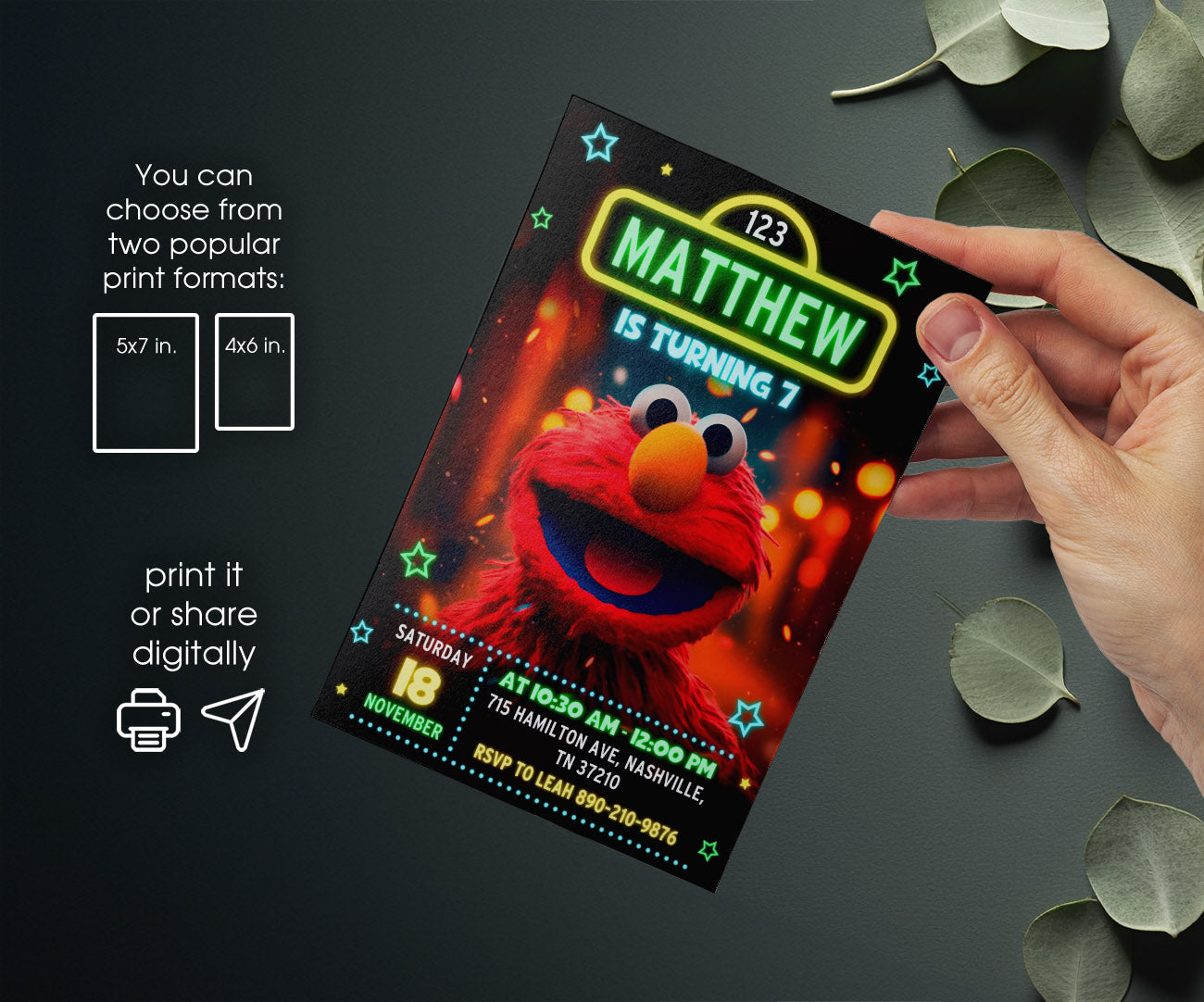 Sesame Street Elmo customizable invitation template | Share or Print | XP572