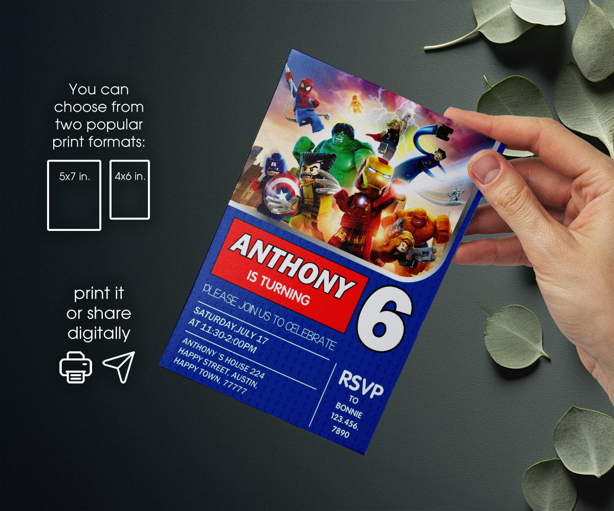 Lego Minifigures customizable invitation template | Share or Print | QY890