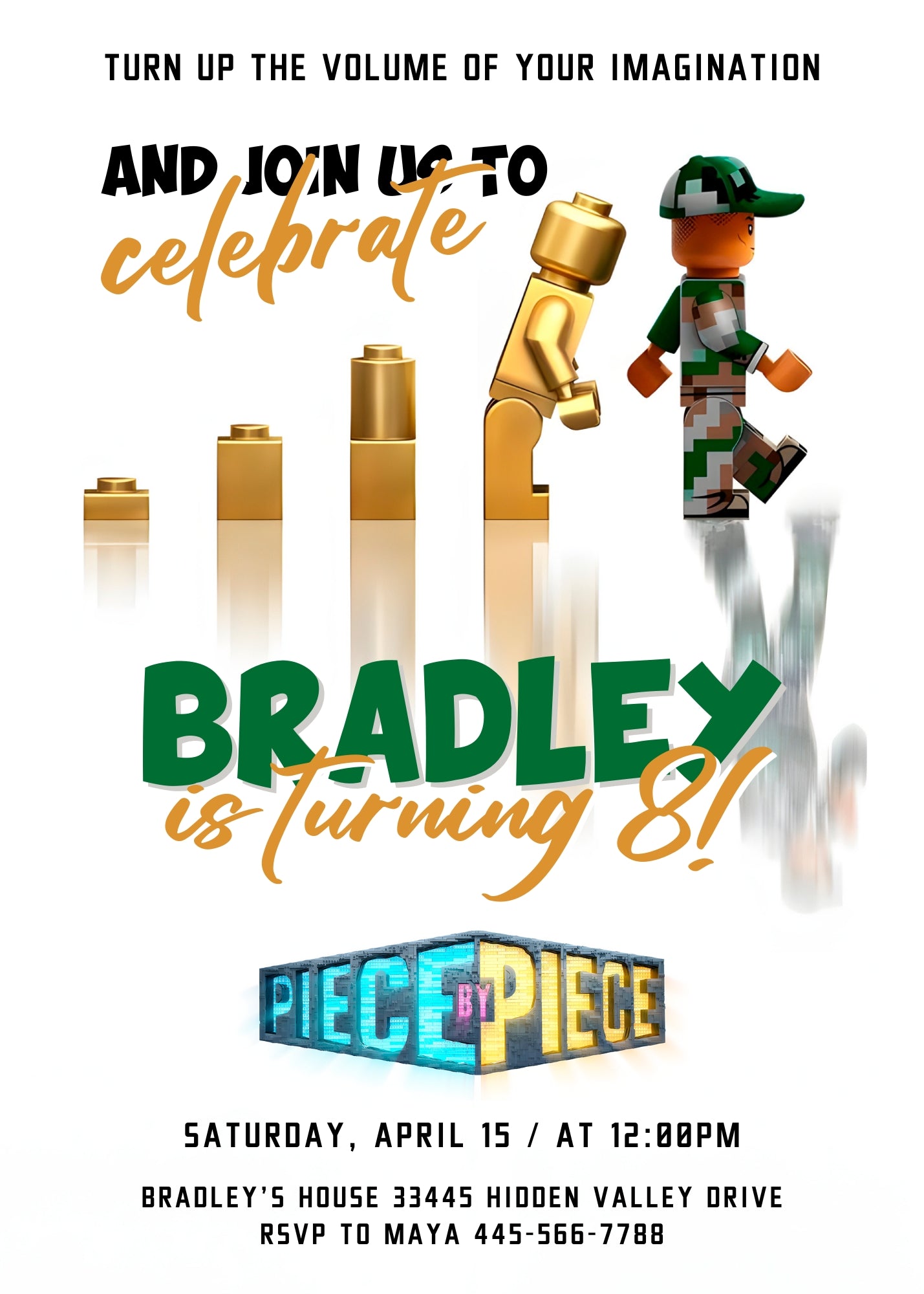 Lego Piece by Piece customizable invitation template | Share or Print | XG134