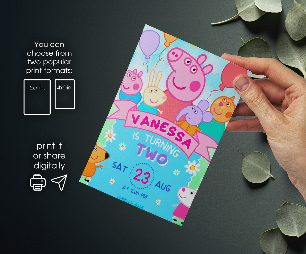 Peppa Pig customizable invitation template | Share or Print | girl | LY164