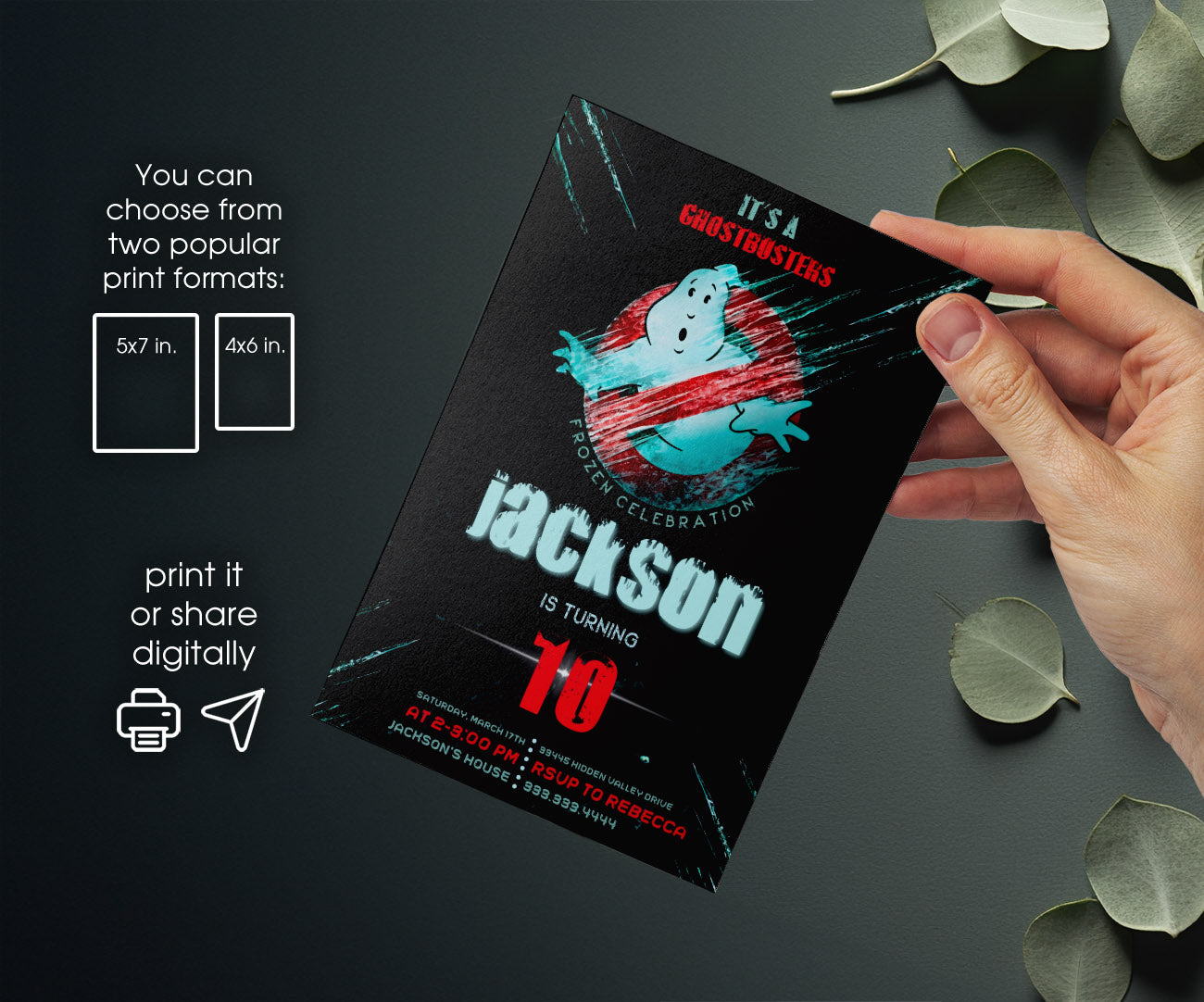 Ghostbusters customizable invitation template | Share or Print | SE423
