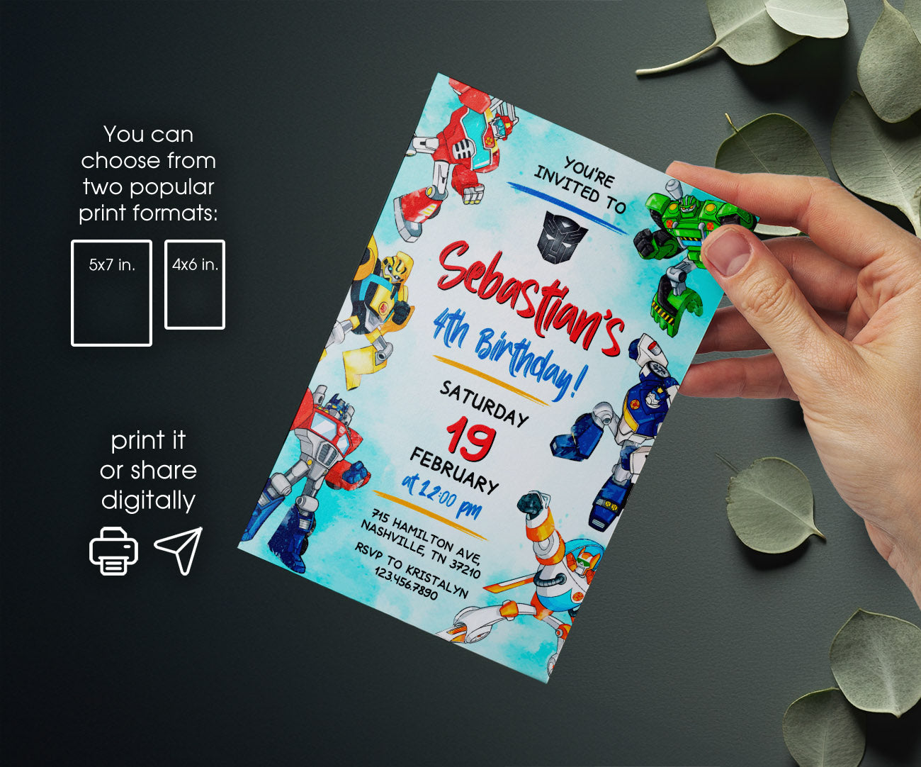 Transformers Rescue Bots customizable invitation template | Share or Print | boy | TX365