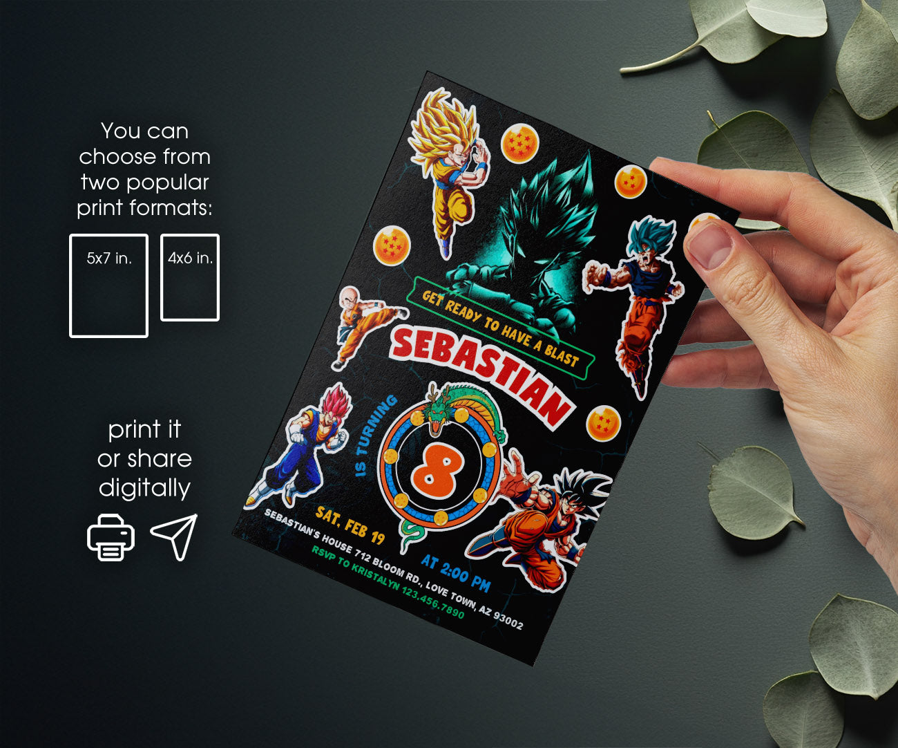 Dragon Ball Z Anime customizable invitation template | Share or Print | boy | JA297