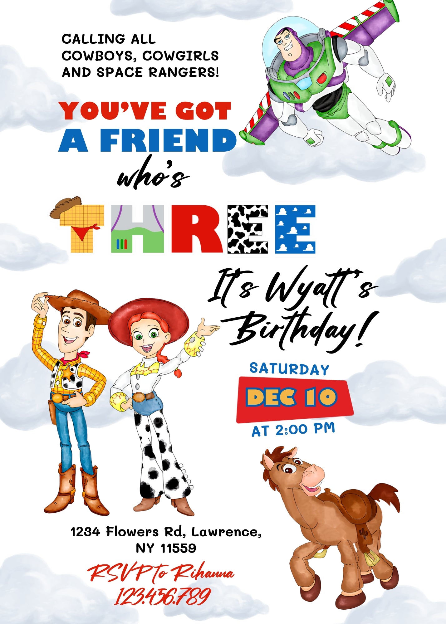 Toy Story Woody customizable invitation template | Share or Print | GJ857