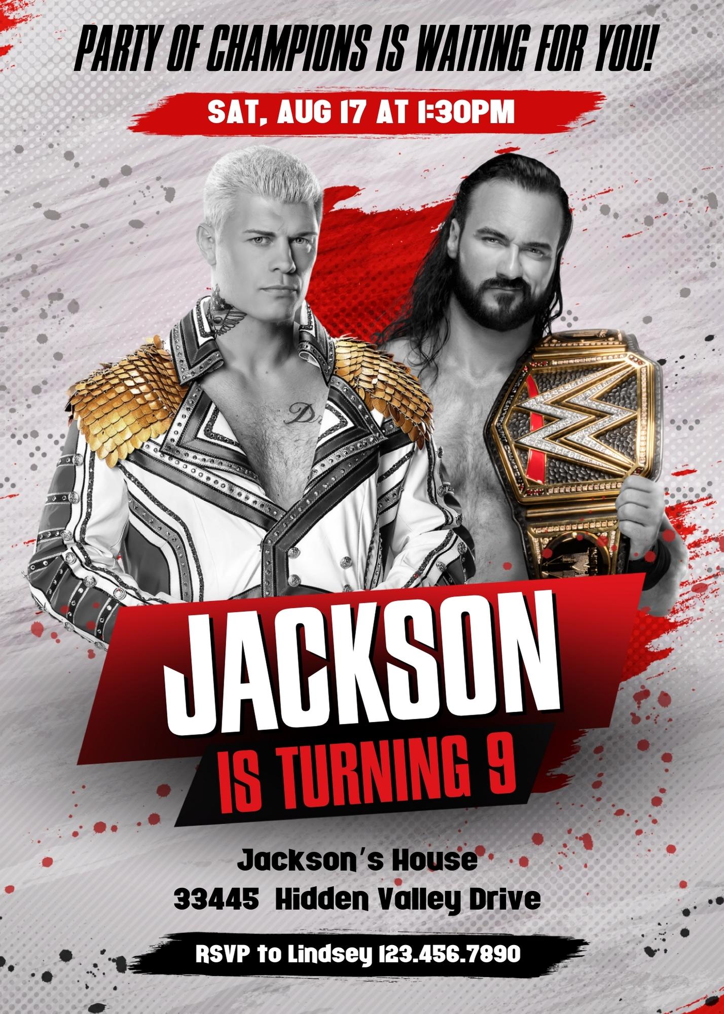 Wrestling WWE WrestleMania customizable invitation template | Share or Print | boy | ZF686