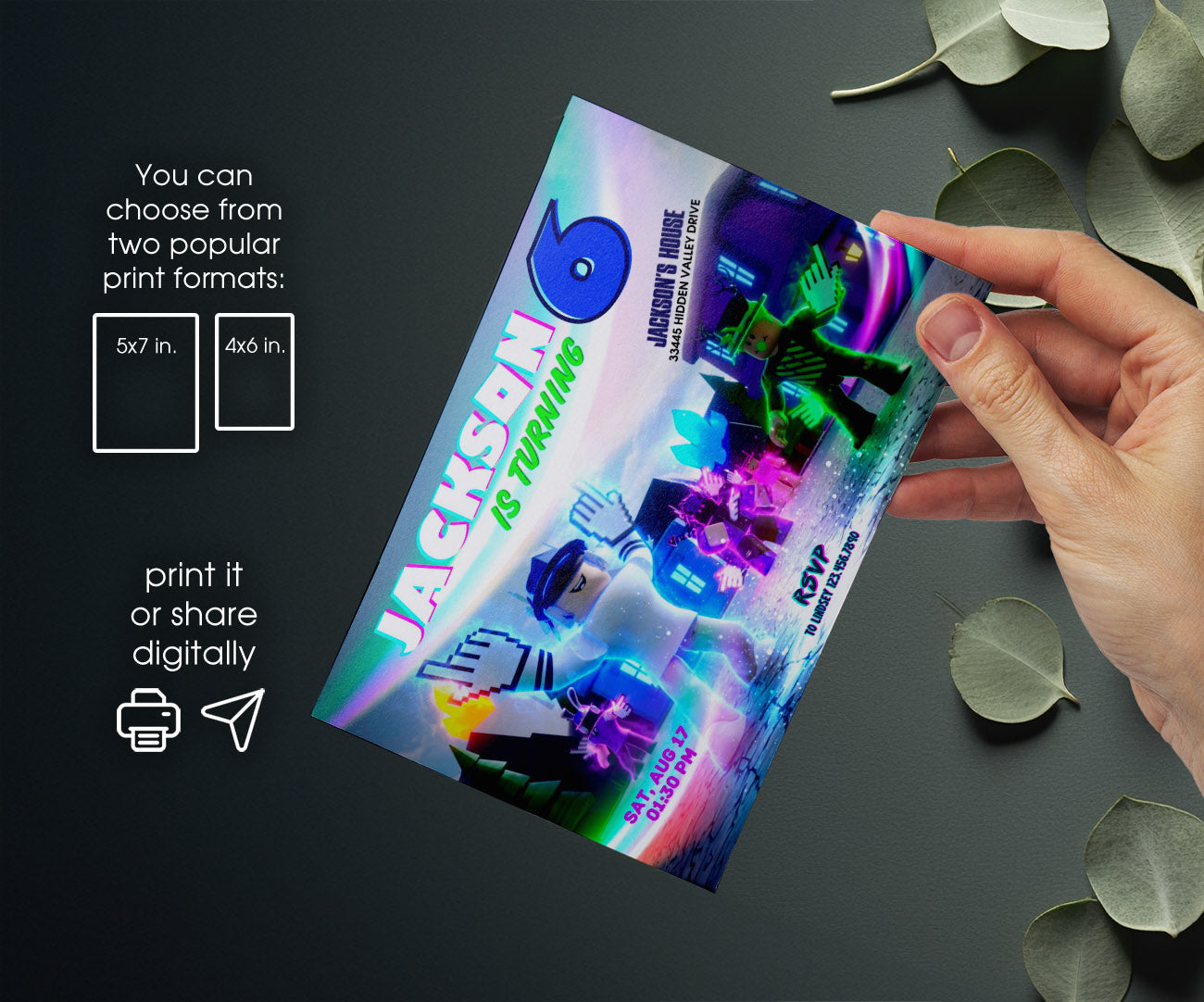 Roblox Gamer customizable invitation template | Share or Print | IV390