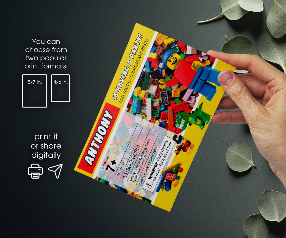 Lego Minifigures customizable invitation template | Share or Print | XA763