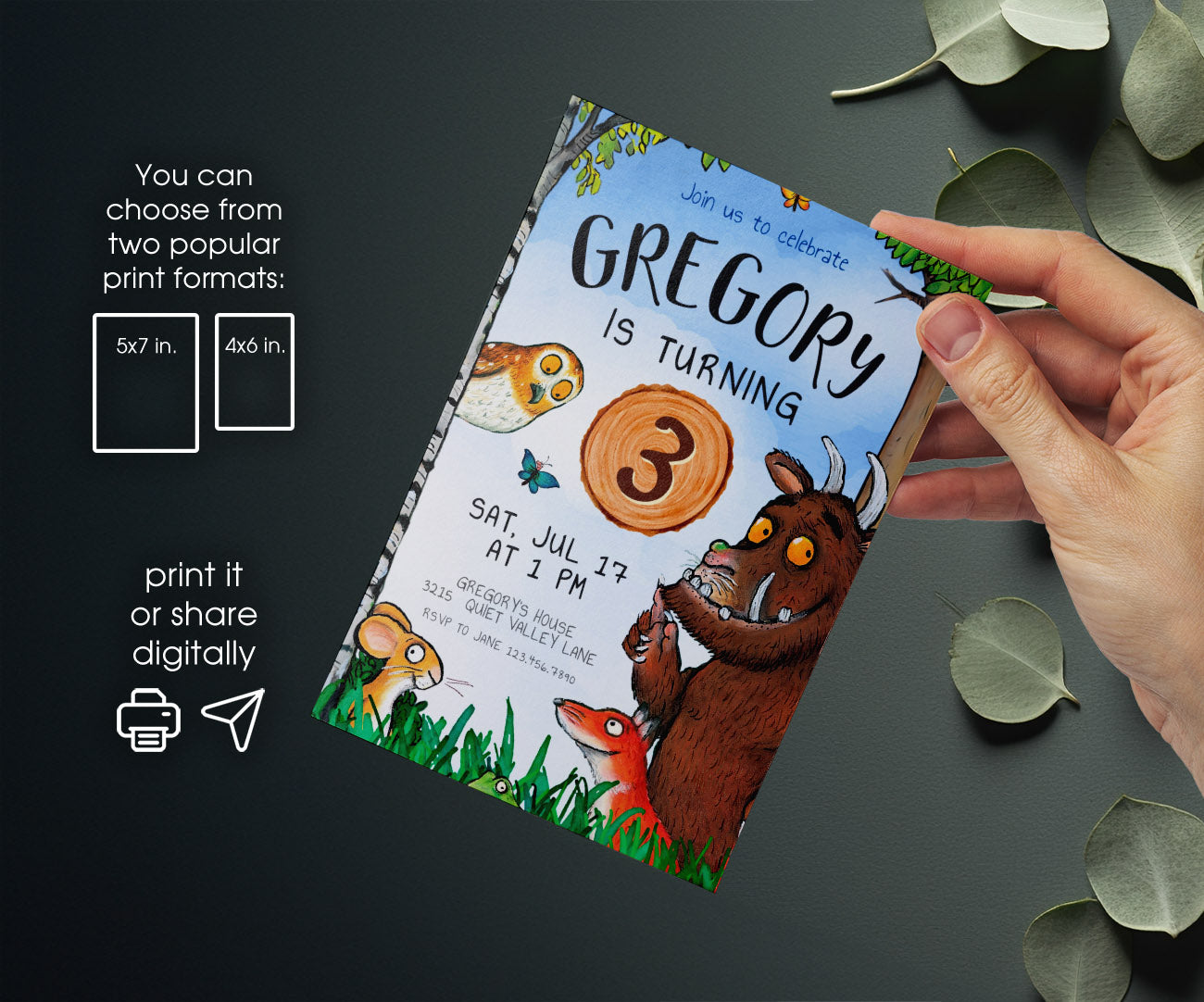 Gruffalo customizable invitation template | Share or Print | MF201