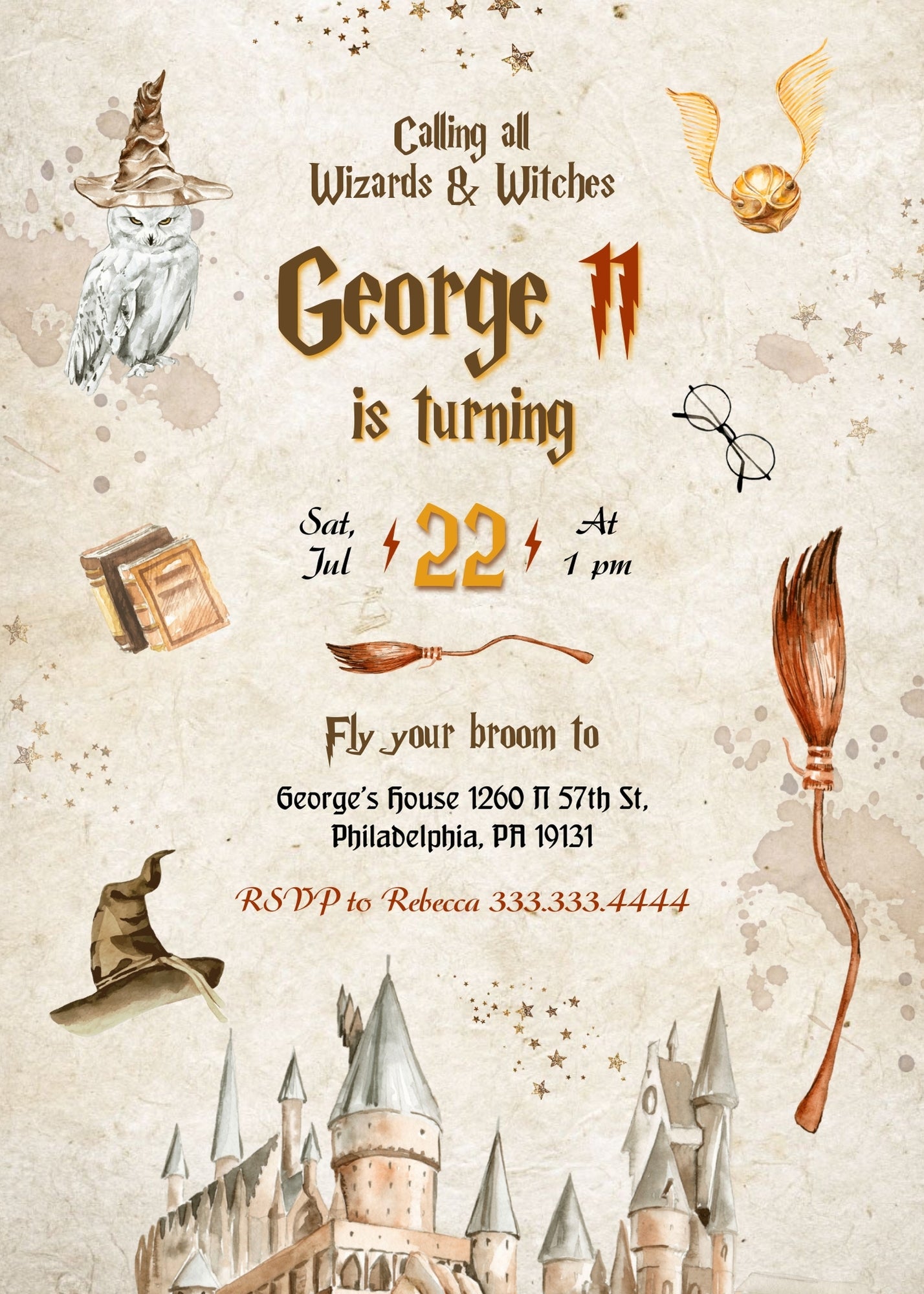 Harry Potter customizable invitation template | Share or Print | PX400