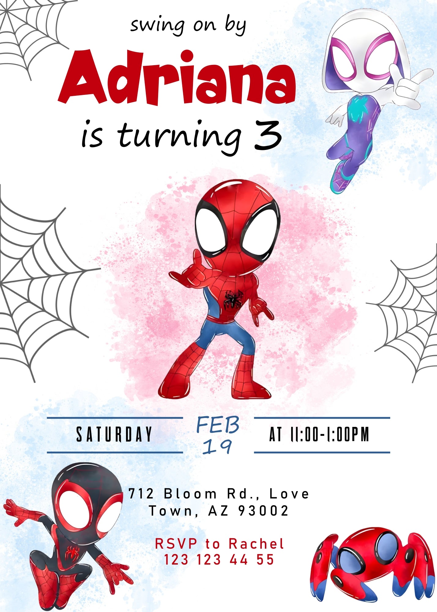 Spidey and His Amazing Friends customizable invitation template | Share or Print | boy | VP983