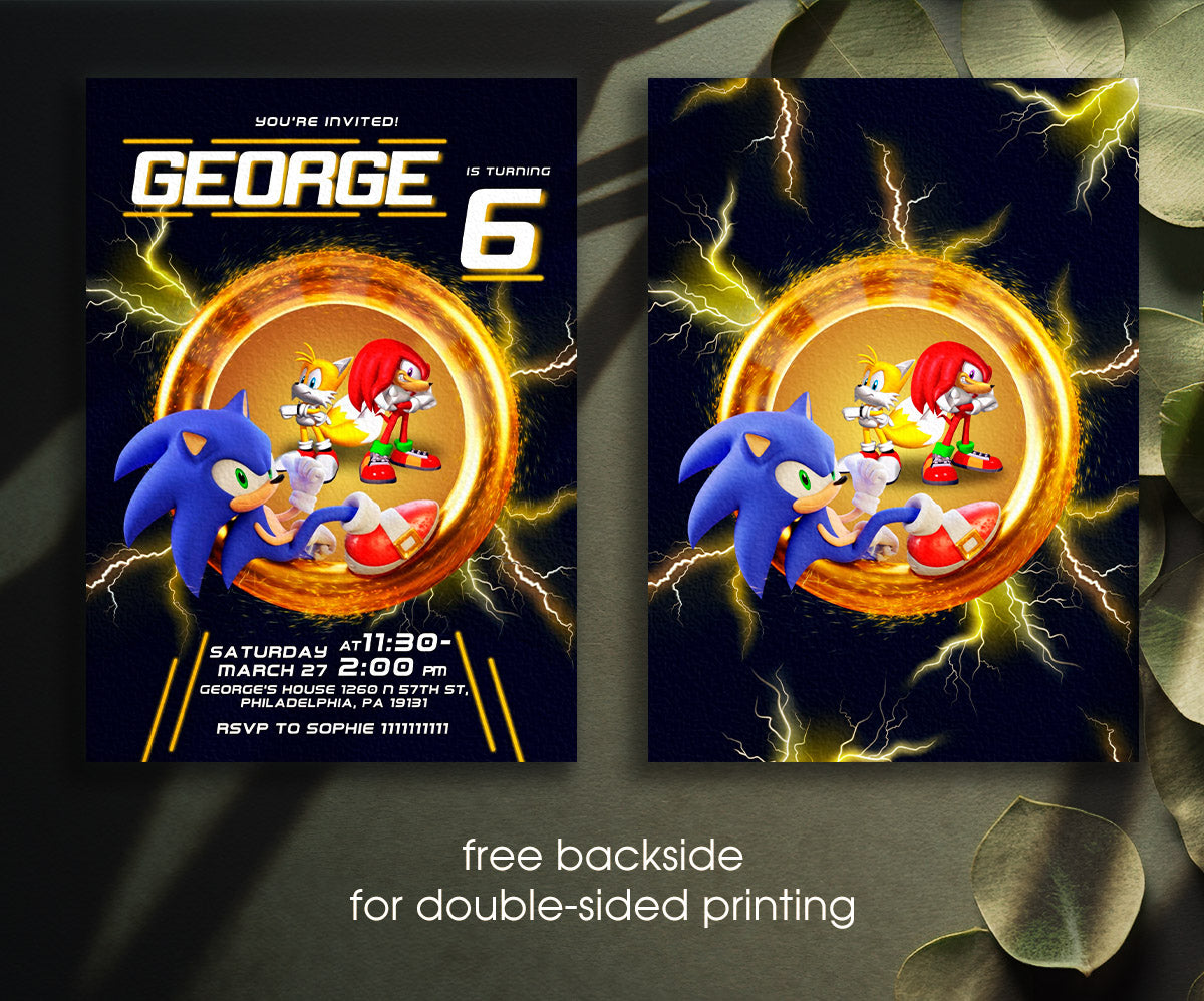 Sonic the Hedgehog customizable invitation template | Share or Print | HC894