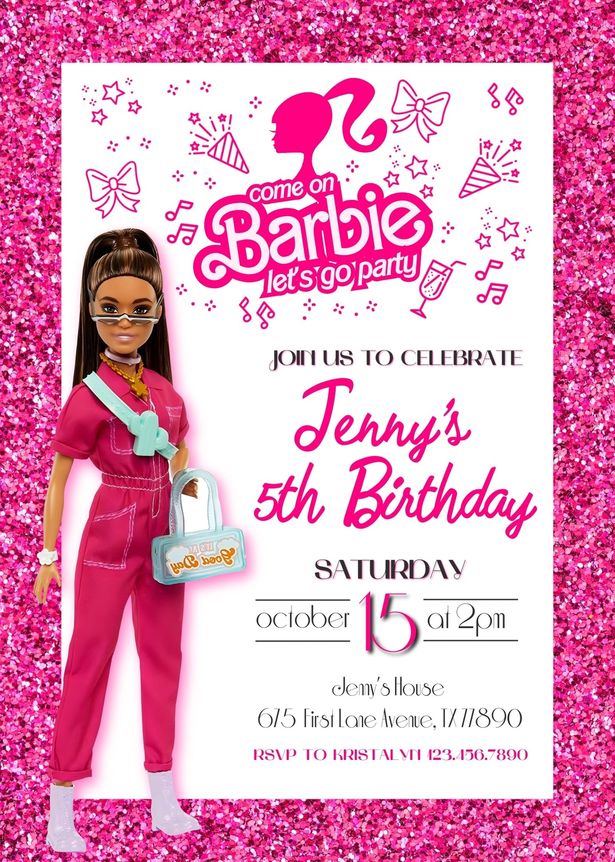 Barbie Pink customizable invitation template | Share or Print | girl | LQ842