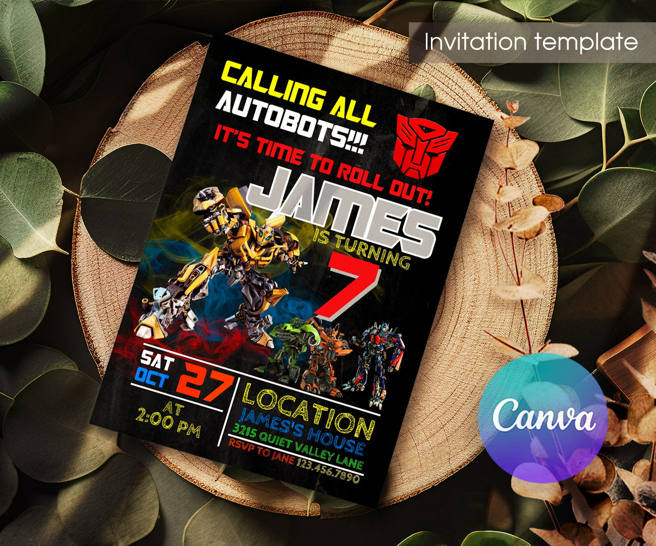 Transformers Rescue Bots customizable invitation template | Share or Print | boy | YW984