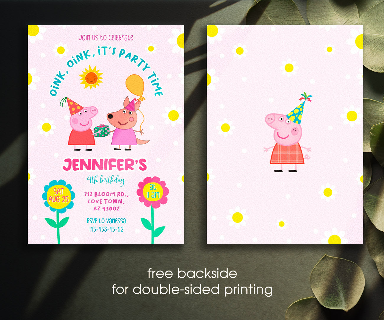Peppa Pig customizable invitation template | Share or Print | girl | DY695