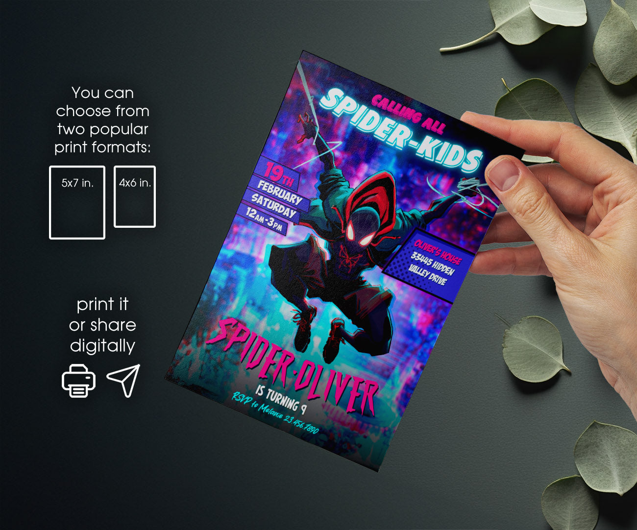 Spider Man Across the Spider-Verse customizable invitation template | Share or Print | boy | VI153