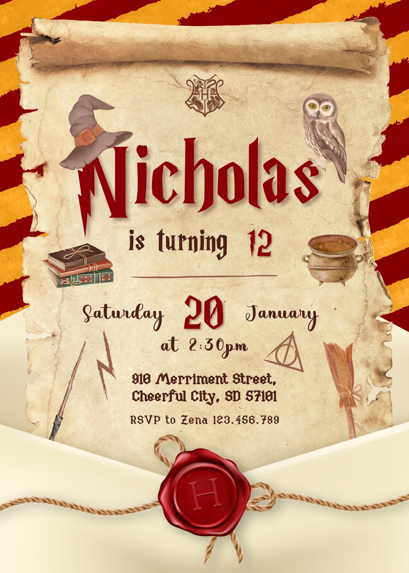 Harry Potter customizable invitation template | Share or Print | IF512