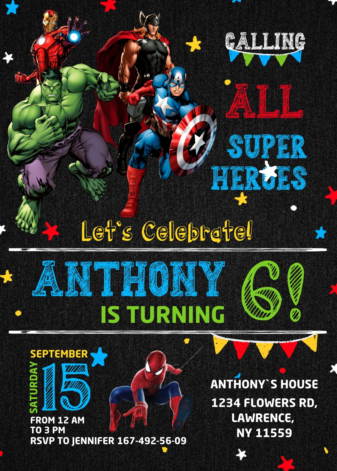 Avengers Marvel Superhero customizable invitation template | Share or Print | boy | FQ882