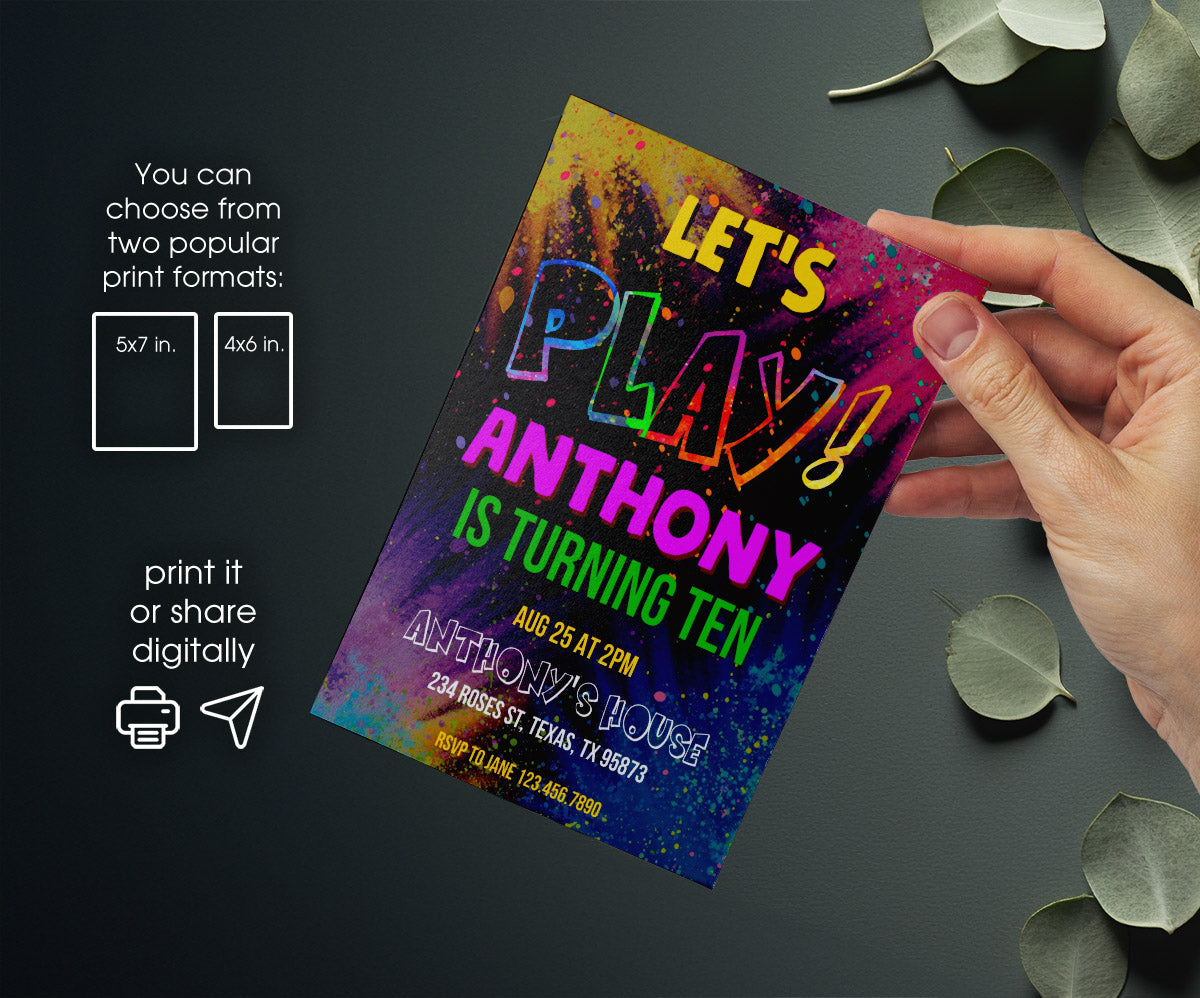 Play Party Gamer customizable invitation template | Share or Print | YC011