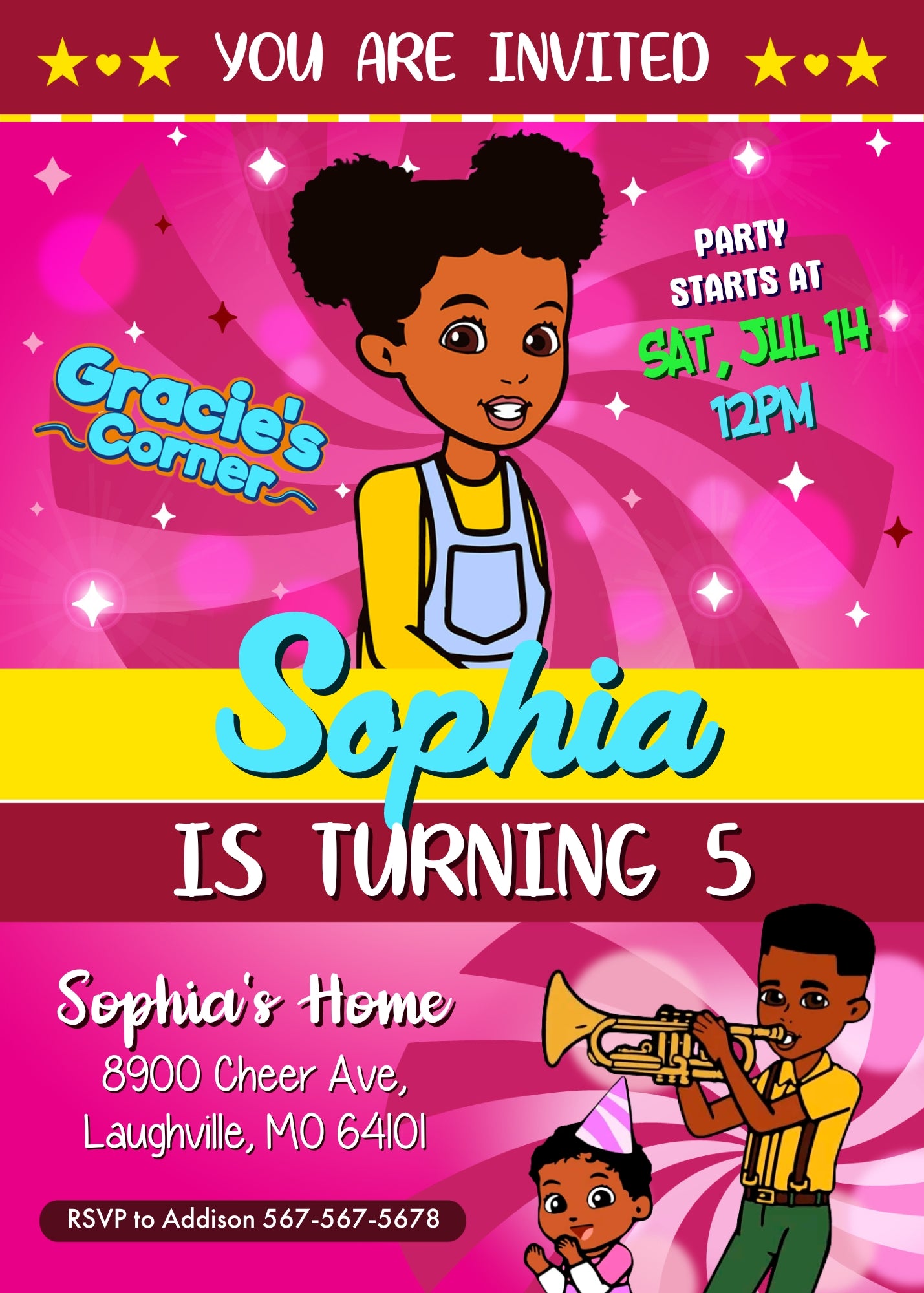 Gracie's Corner Music customizable invitation template | Share or Print | girl | IS015