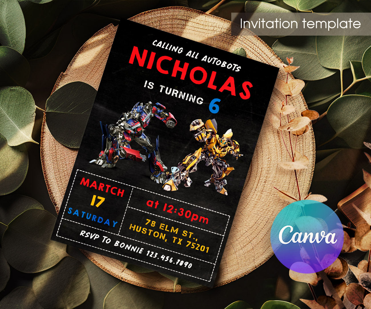 Transformers Rescue Bots customizable invitation template | Share or Print | boy | BH975
