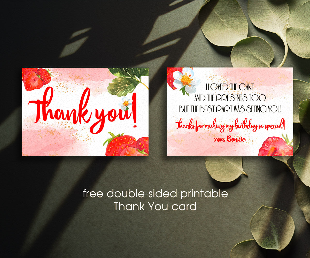 Berry First Birthday customizable invitation template | Share or Print | girl | OS107