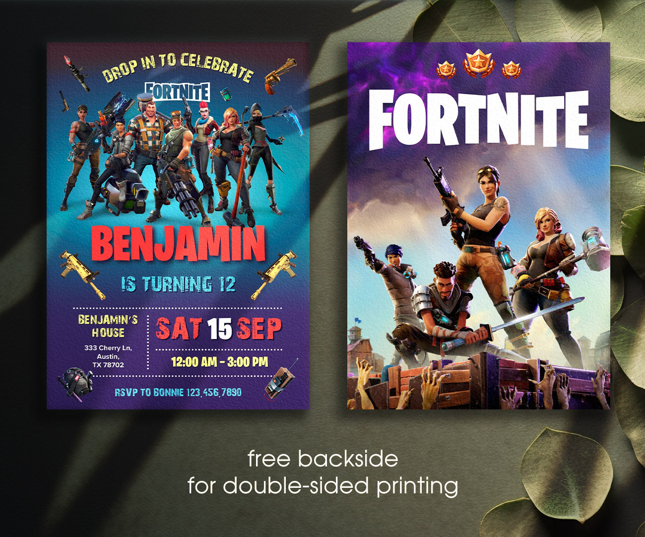 Fortnite Gamer customizable invitation template | Share or Print | boy | VN708