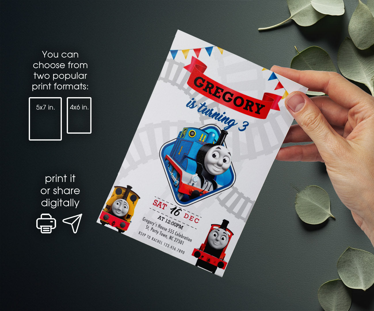 Thomas Train & Friends customizable invitation template | Share or Print | BS415
